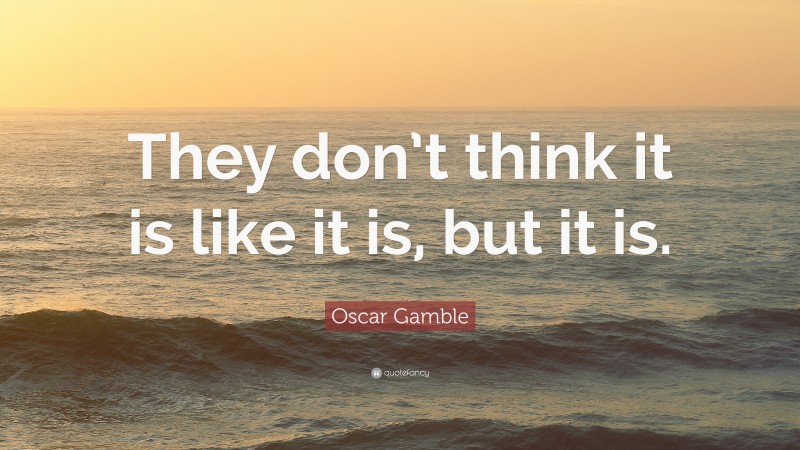 Oscar Gamble Quote: “They don’t think it is like it is, but it is.”