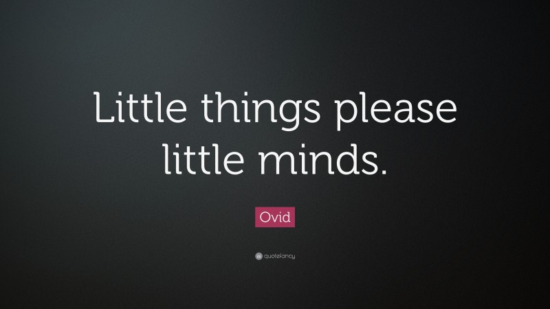 Ovid Quote: “Little things please little minds.”