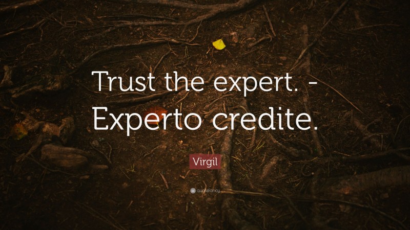 Virgil Quote: “Trust the expert. -Experto credite.”