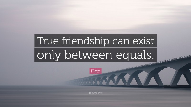 Plato Quote: “True friendship can exist only between equals.”