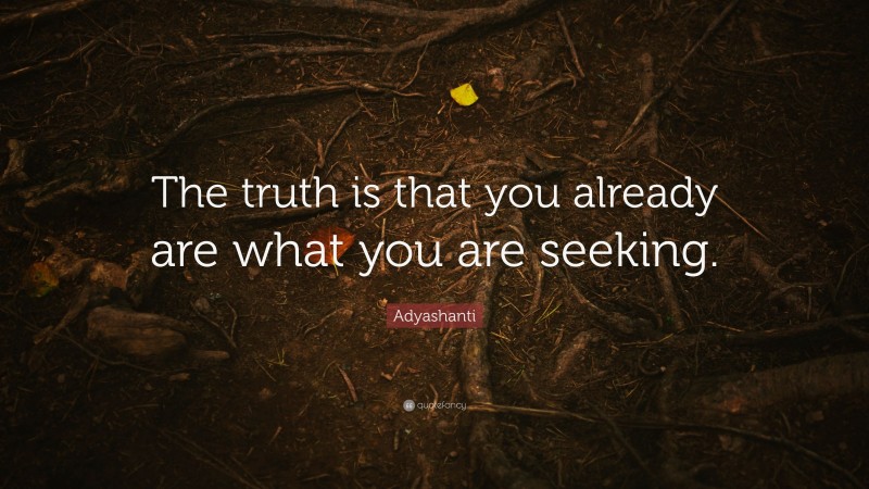 Adyashanti Quote: “The truth is that you already are what you are seeking.”