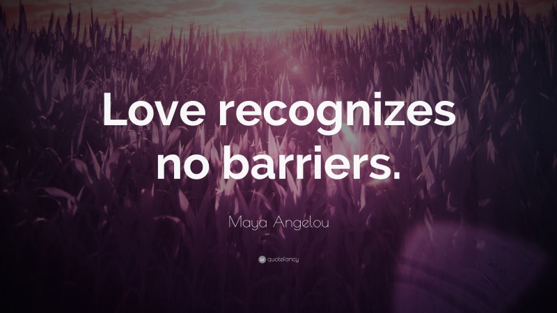 Maya Angelou Quote: “Love recognizes no barriers.”