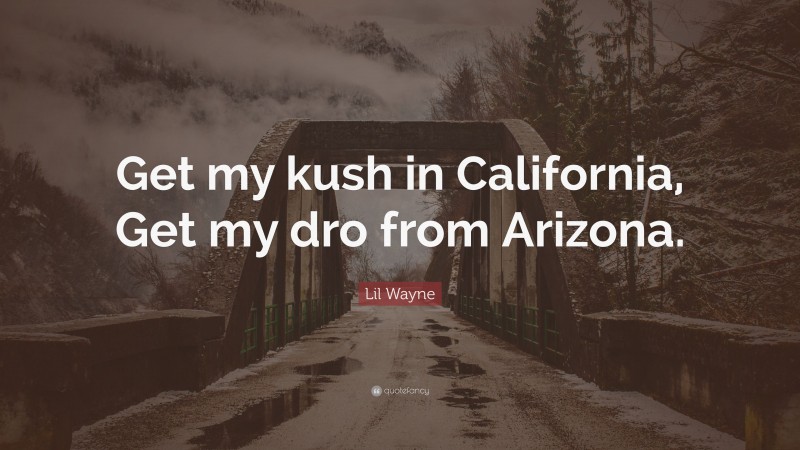 Lil Wayne Quote: “Get my kush in California, Get my dro from Arizona.”