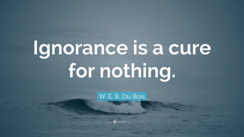 W. E. B. Du Bois Quote: “Ignorance is a cure for nothing.”