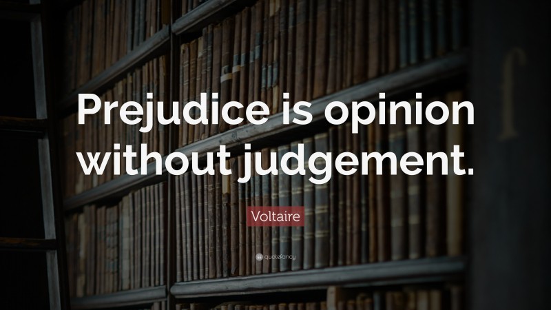 Voltaire Quote: “Prejudice is opinion without judgement.”