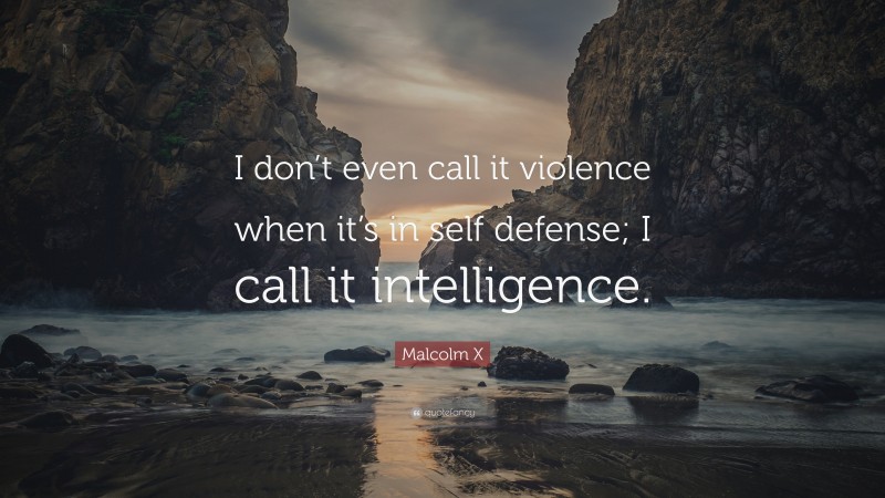 Malcolm X Quote: “I don’t even call it violence when it’s in self defense; I call it intelligence.”