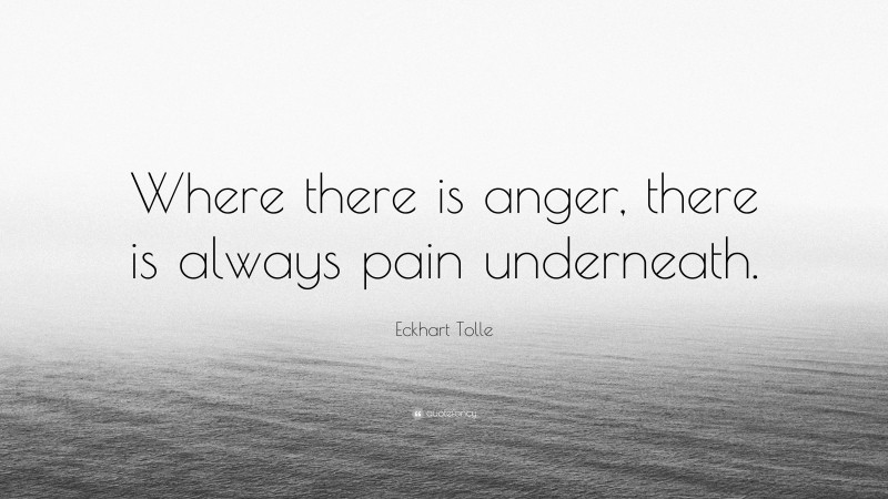 Eckhart Tolle Quote: “Where there is anger, there is always pain underneath.”