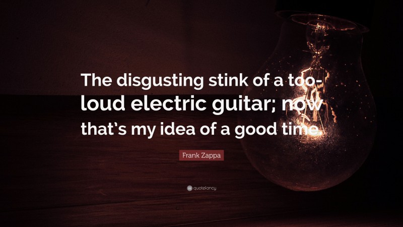 Frank Zappa Quote: “The disgusting stink of a too-loud electric guitar; now that’s my idea of a good time.”