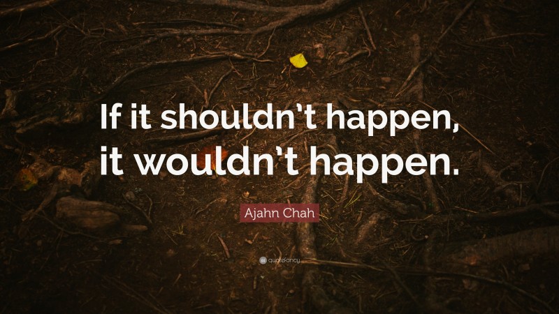 Ajahn Chah Quote: “If it shouldn’t happen, it wouldn’t happen.”