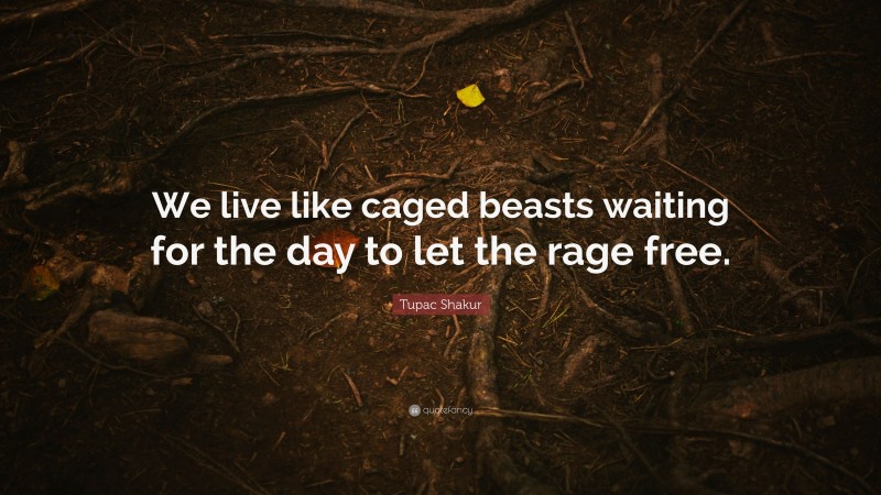 Tupac Shakur Quote: “We live like caged beasts waiting for the day to let the rage free.”