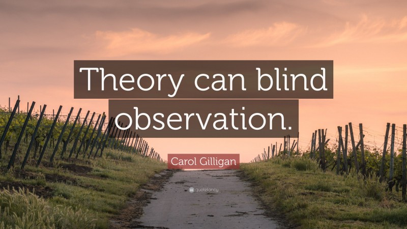 Carol Gilligan Quote: “Theory can blind observation.”