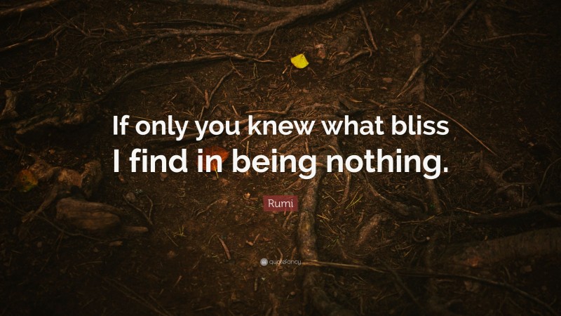 Rumi Quote: “If only you knew what bliss I find in being nothing.”
