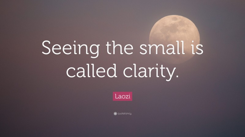 Laozi Quote: “Seeing the small is called clarity.”