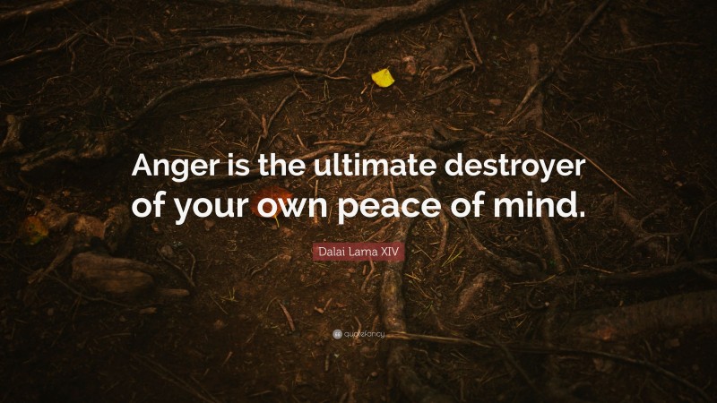 Dalai Lama XIV Quote: “Anger is the ultimate destroyer of your own peace of mind.”