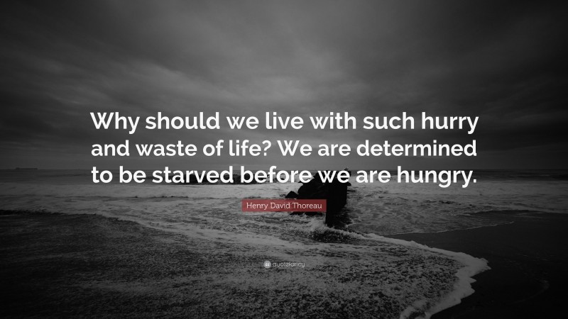 Henry David Thoreau Quote: “Why should we live with such hurry and waste of life? We are determined to be starved before we are hungry.”