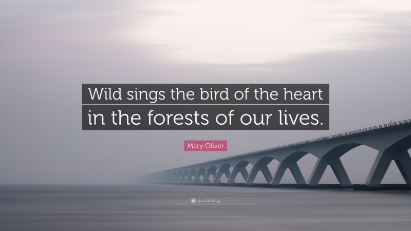 Mary Oliver Quote: “Wild sings the bird of the heart in the forests of our lives.”