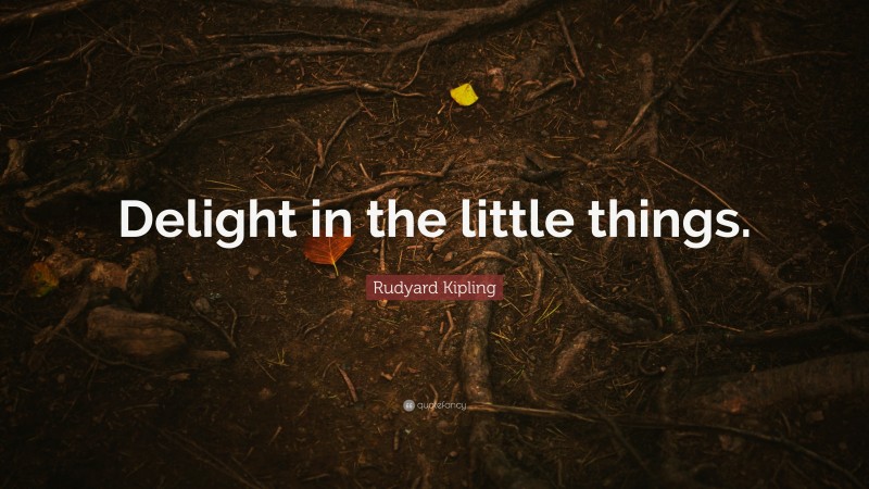 Rudyard Kipling Quote: “Delight in the little things.”