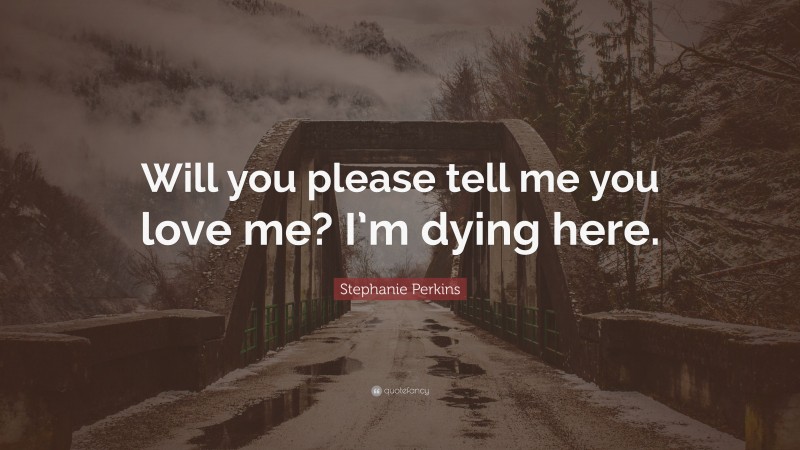 Stephanie Perkins Quote: “Will you please tell me you love me? I’m dying here.”