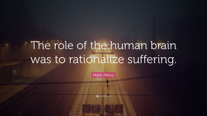 Maile Meloy Quote: “The role of the human brain was to rationalize suffering.”