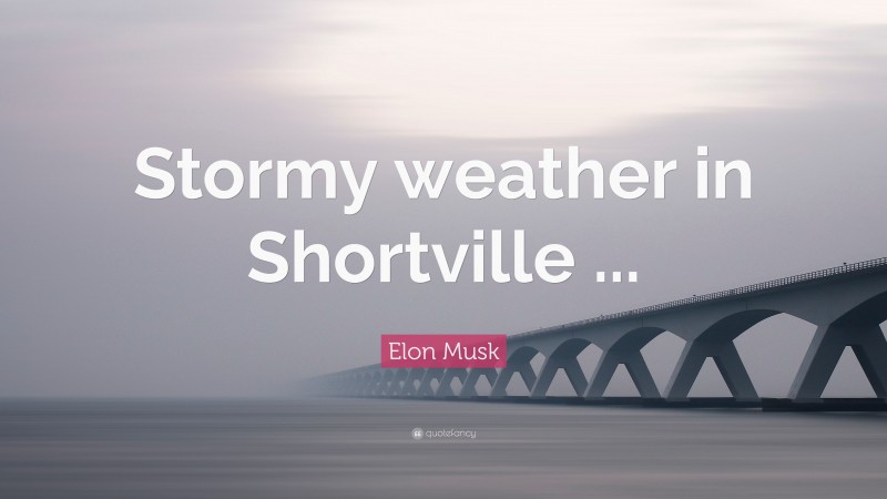 Elon Musk Quote: “Stormy weather in Shortville ...”