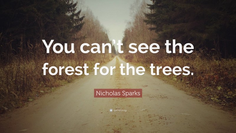 Nicholas Sparks Quote: “You can’t see the forest for the trees.”