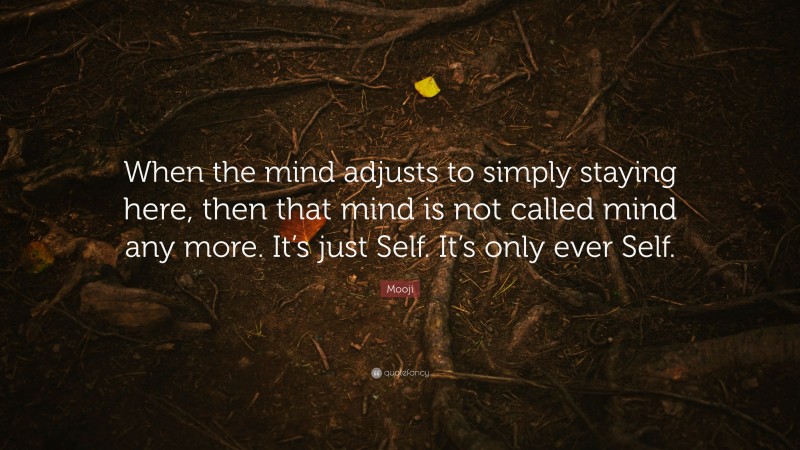 Mooji Quote: “When the mind adjusts to simply staying here, then that mind is not called mind any more. It’s just Self. It’s only ever Self.”