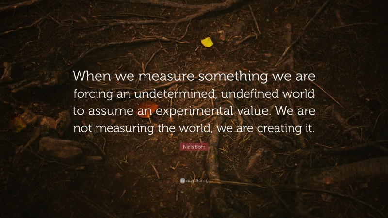 Niels Bohr Quote: “When we measure something we are forcing an undetermined, undefined world to assume an experimental value. We are not measuring the world, we are creating it.”