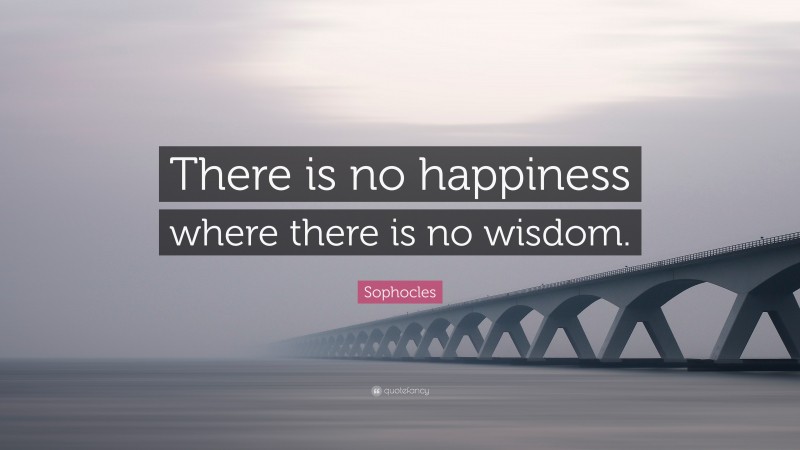 Sophocles Quote: “There is no happiness where there is no wisdom.”