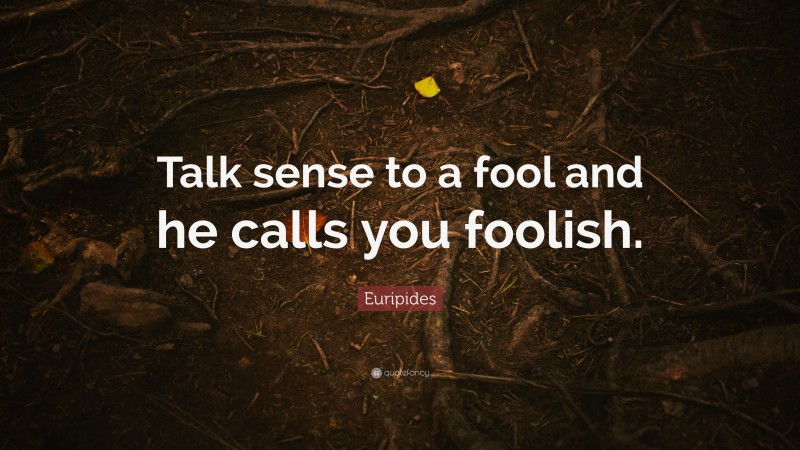 Euripides Quote: “Talk sense to a fool and he calls you foolish.”