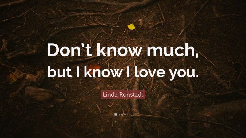 Linda Ronstadt Quote: “Don’t know much, but I know I love you.”