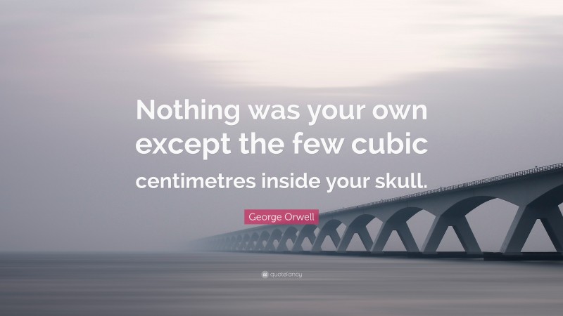 George Orwell Quote: “Nothing was your own except the few cubic centimetres inside your skull.”