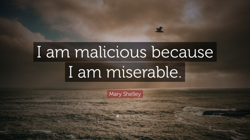 Mary Shelley Quote: “I am malicious because I am miserable.”