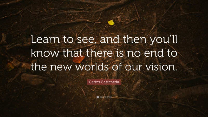 Carlos Castaneda Quote: “Learn to see, and then you’ll know that there is no end to the new worlds of our vision.”