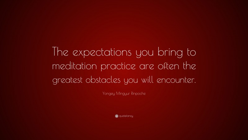Yongey Mingyur Rinpoche Quote: “The expectations you bring to meditation practice are often the greatest obstacles you will encounter.”