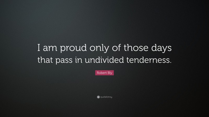 Robert Bly Quote: “I am proud only of those days that pass in undivided tenderness.”
