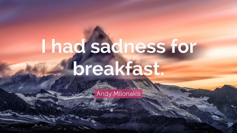 Andy Milonakis Quote: “I had sadness for breakfast.”