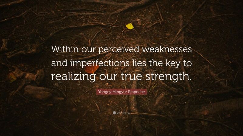 Yongey Mingyur Rinpoche Quote: “Within our perceived weaknesses and imperfections lies the key to realizing our true strength.”