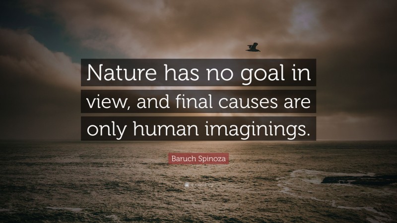 Baruch Spinoza Quote: “Nature has no goal in view, and final causes are only human imaginings.”