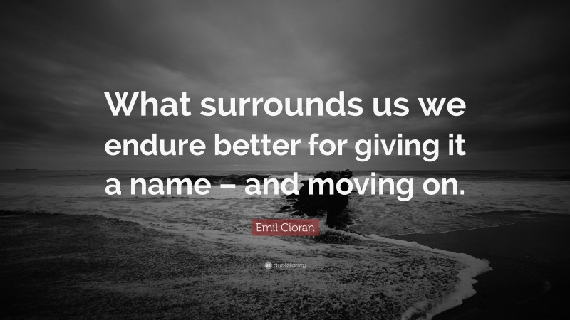 Emil Cioran Quote: “What surrounds us we endure better for giving it a name – and moving on.”