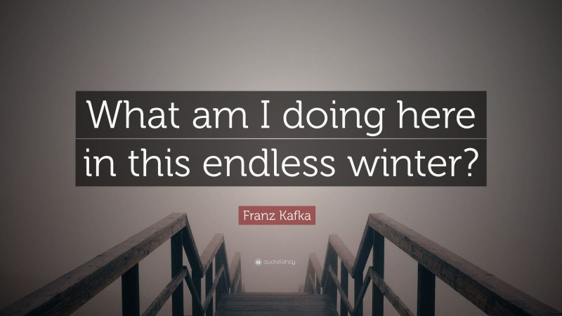 Franz Kafka Quote: “What am I doing here in this endless winter?”
