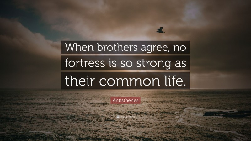 Antisthenes Quote: “When brothers agree, no fortress is so strong as their common life.”