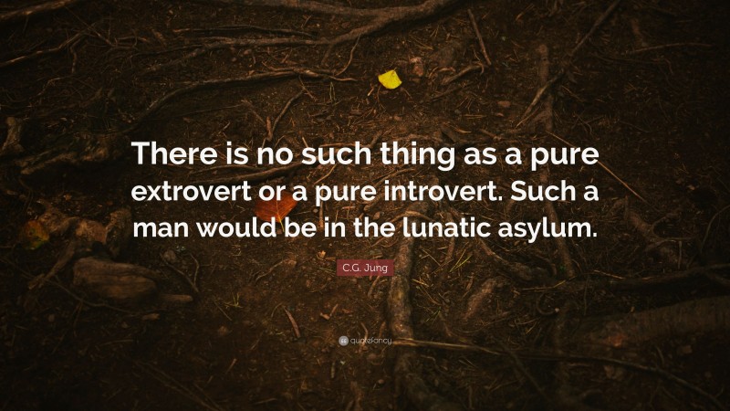 C.G. Jung Quote: “There is no such thing as a pure extrovert or a pure introvert. Such a man would be in the lunatic asylum.”