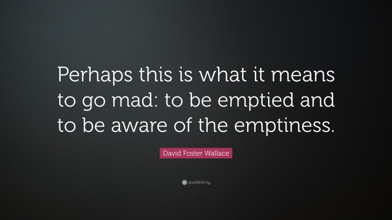 David Foster Wallace Quote: “Perhaps this is what it means to go mad: to be emptied and to be aware of the emptiness.”