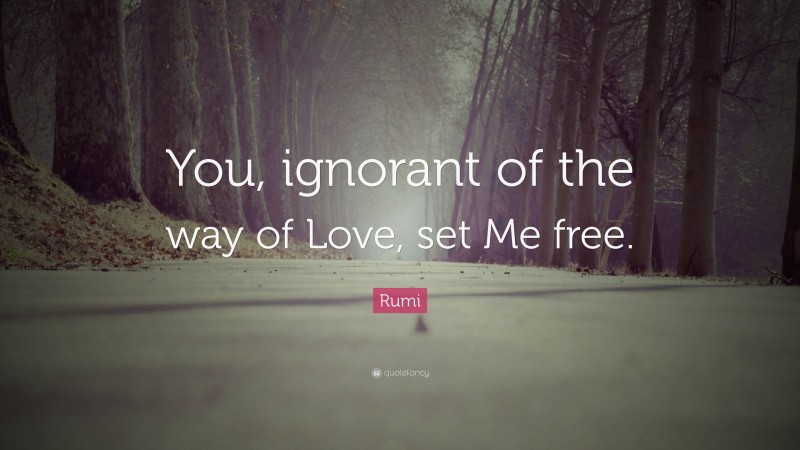 Rumi Quote: “You, ignorant of the way of Love, set Me free.”