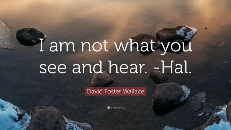 David Foster Wallace Quote: “I am not what you see and hear. -Hal.”