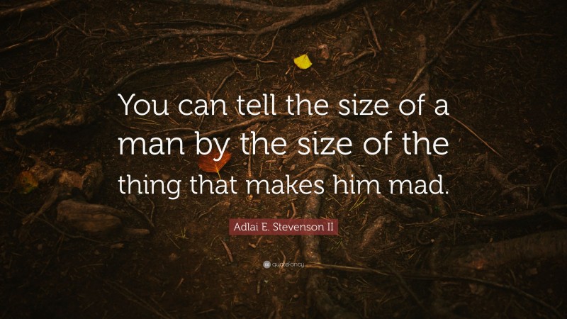 Adlai E. Stevenson II Quote: “You can tell the size of a man by the size of the thing that makes him mad.”