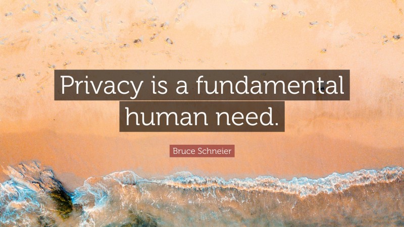 Bruce Schneier Quote: “Privacy is a fundamental human need.”