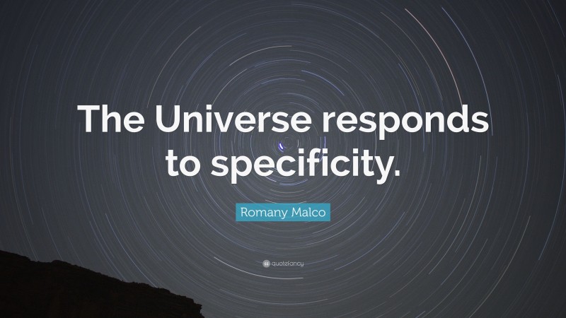Romany Malco Quote: “The Universe responds to specificity.”