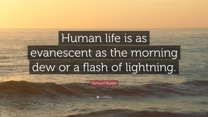 Samuel Butler Quote: “Human life is as evanescent as the morning dew or a flash of lightning.”