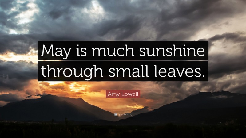 Amy Lowell Quote: “May is much sunshine through small leaves.”